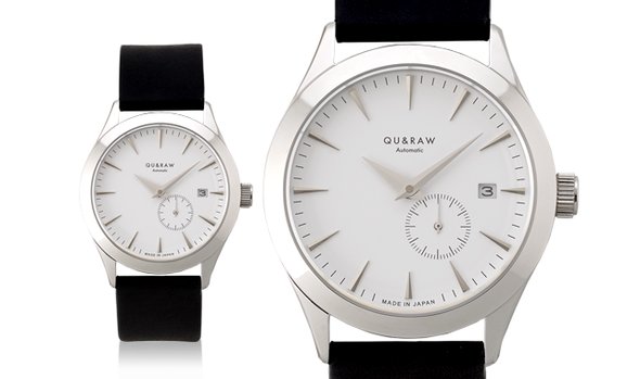 QU&RAW 日本製機械式腕時計（白）グィディ社製の高級レザーベルト仕様