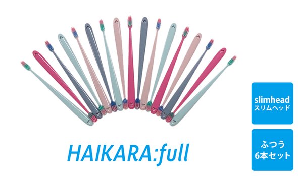 HAIKARA:full　ハイカラフル　スリムヘッド歯ブラシ　ふつう6本セット