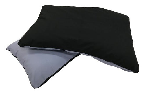 抗ウイルス洗える日本製枕 用 枕カバーブラック×ブルーグレーリバ