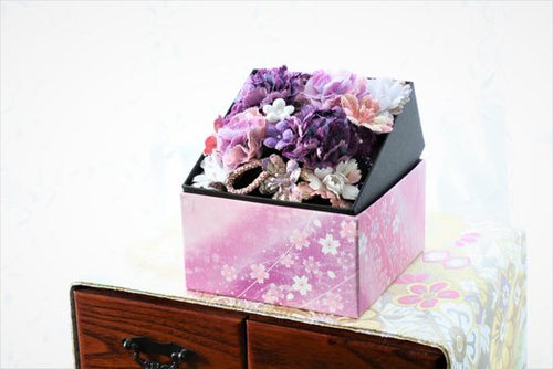 日本の造花職人が作る母の日の箱花タイプA-紫