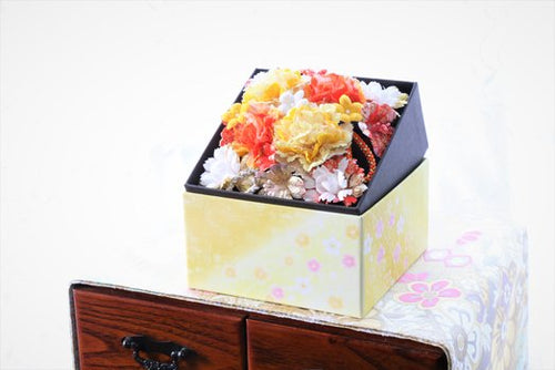 日本の造花職人が作る母の日の箱花タイプA-イエロー