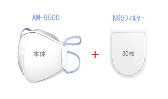 マスク式空気清浄機【AM-9500】30枚フィルターセット